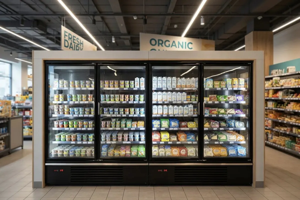 Vitrines et meubles réfrigérés en libre-service dans un commerce